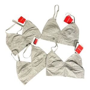 Lot of 4 SPANX Cotton Comfort Bralettes Heather Gray 30048R Extra Small NWT